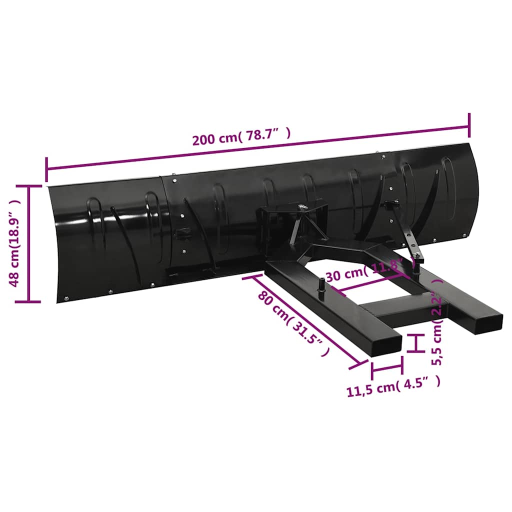 vidaXL Snow Plough for Forklift 200x48 cm Black