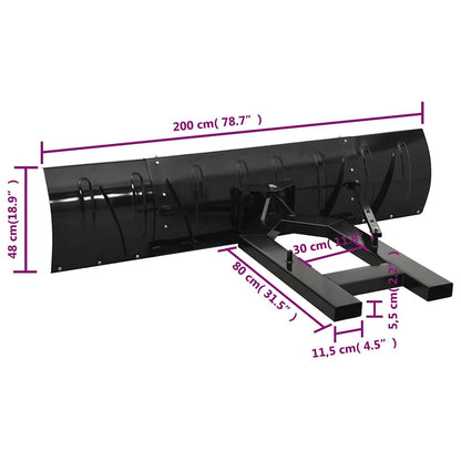 vidaXL Snow Plough for Forklift 200x48 cm Black