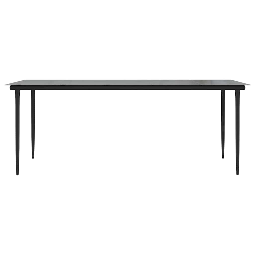 vidaXL Garden Dining Table Black 200x100x74cm Steel and Tempered Glass