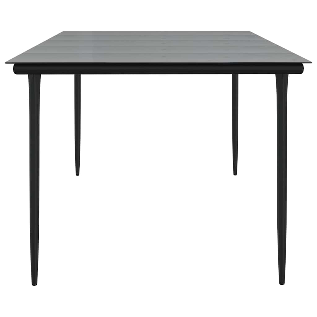 vidaXL Garden Dining Table Black 200x100x74cm Steel and Tempered Glass