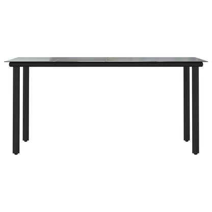 vidaXL Garden Dining Table Black 160x80x74cm Steel and Tempered Glass