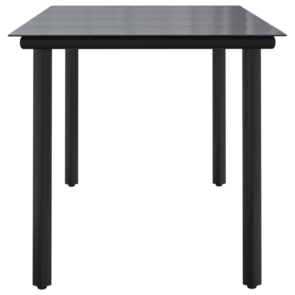 vidaXL Garden Dining Table Black 160x80x74cm Steel and Tempered Glass