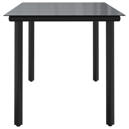 vidaXL Garden Dining Table Black 160x80x74cm Steel and Tempered Glass