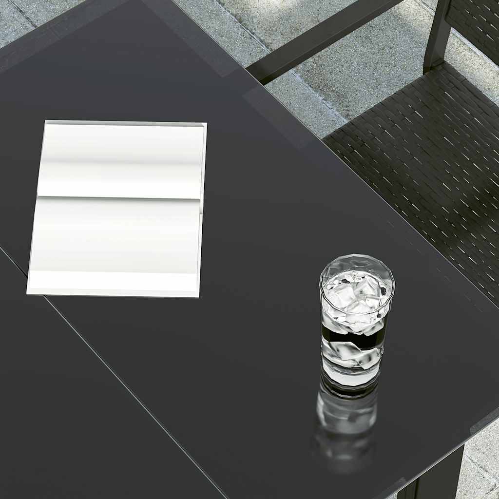 vidaXL Garden Dining Table Black 160x80x74cm Steel and Tempered Glass