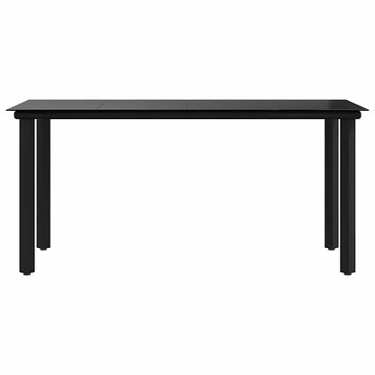 vidaXL Garden Dining Table Black 160x80x74cm Steel and Tempered Glass