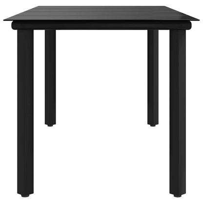 vidaXL Garden Dining Table Black 160x80x74cm Steel and Tempered Glass