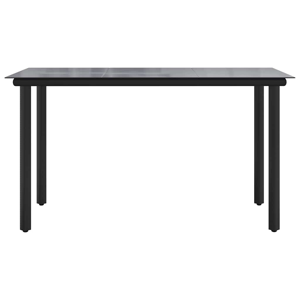vidaXL Garden Dining Table Black 200x100x74cm Steel and Tempered Glass