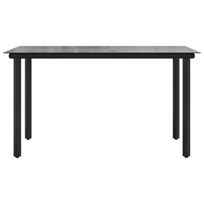 vidaXL Garden Dining Table Black 200x100x74cm Steel and Tempered Glass
