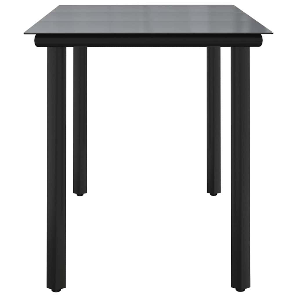 vidaXL Garden Dining Table Black 200x100x74cm Steel and Tempered Glass