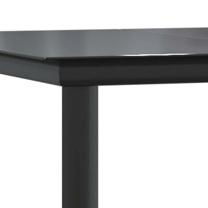 vidaXL Garden Dining Table Black 200x100x74cm Steel and Tempered Glass