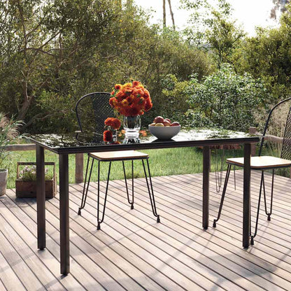 vidaXL Garden Dining Table Black 200x100x74cm Steel and Tempered Glass