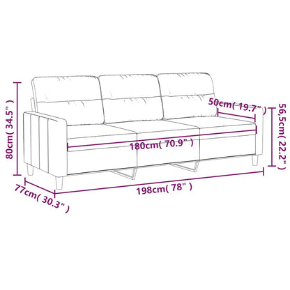 vidaXL 3-Seater Sofa Light Grey 180 cm Fabric