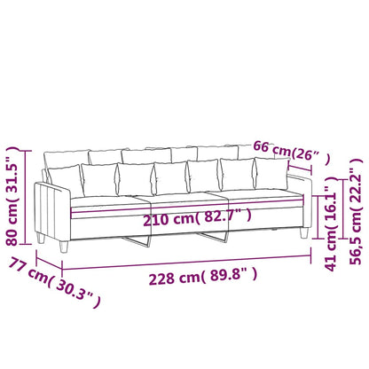 vidaXL 3-Seater Sofa Dark Grey 210 cm Fabric
