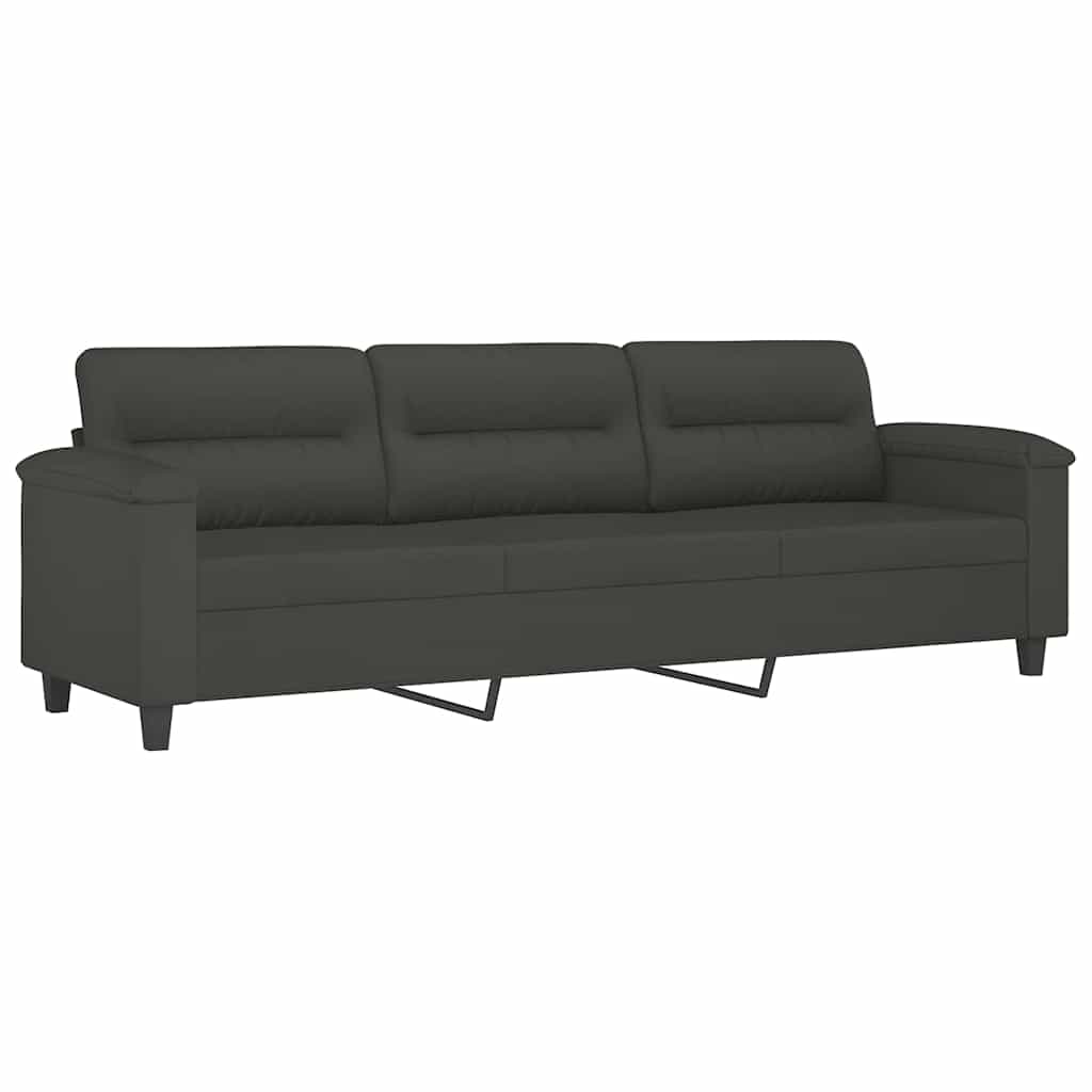 vidaXL 3-Seater Sofa Dark Grey 210 cm Microfibre Fabric