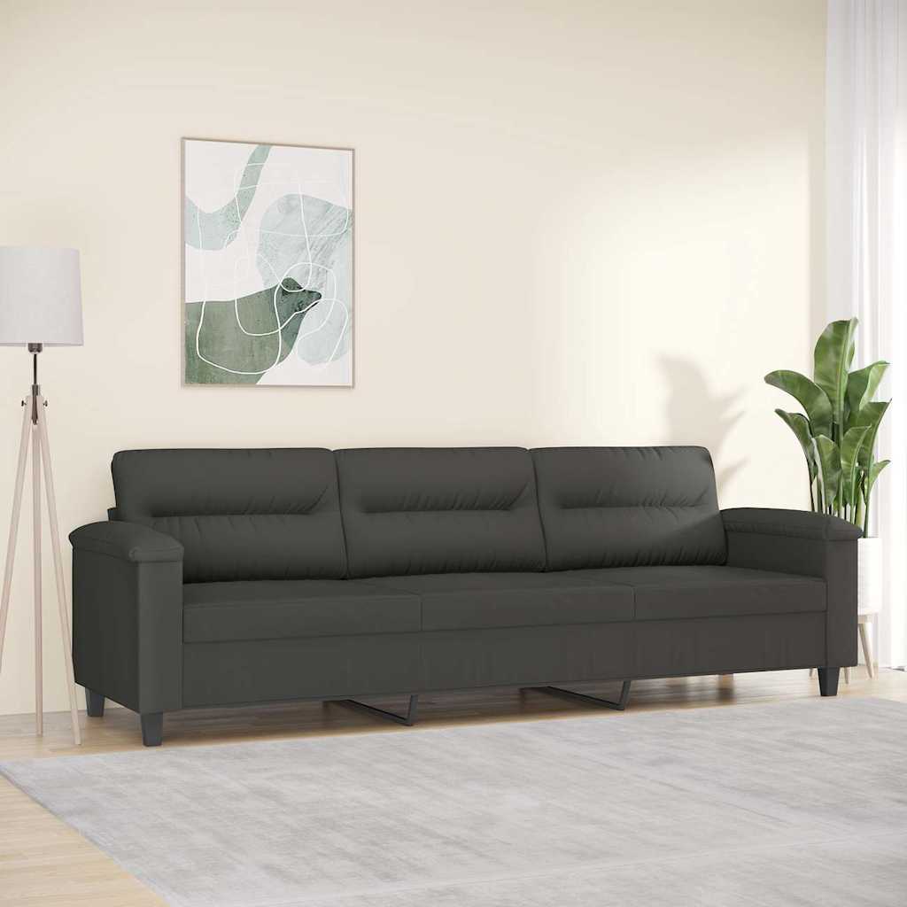 vidaXL 3-Seater Sofa Dark Grey 210 cm Microfibre Fabric