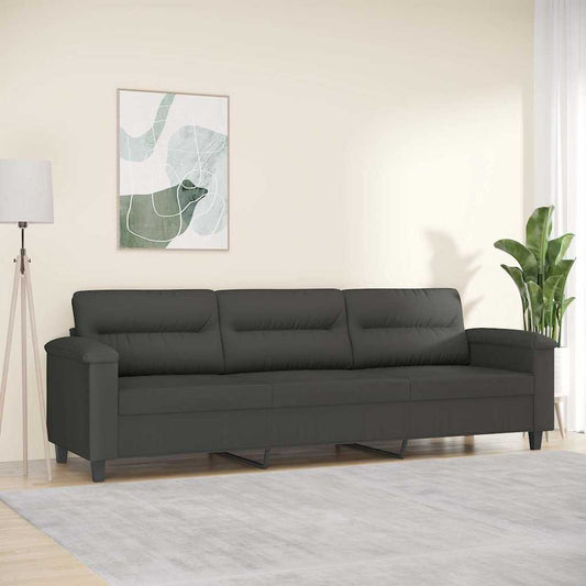 vidaXL 3-Seater Sofa Dark Grey 210 cm Microfibre Fabric