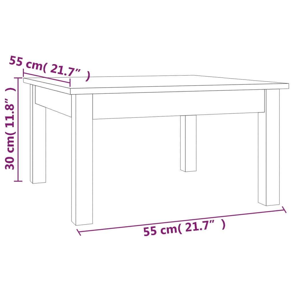 vidaXL Coffee Table White 55x55x30 cm Solid Wood Pine