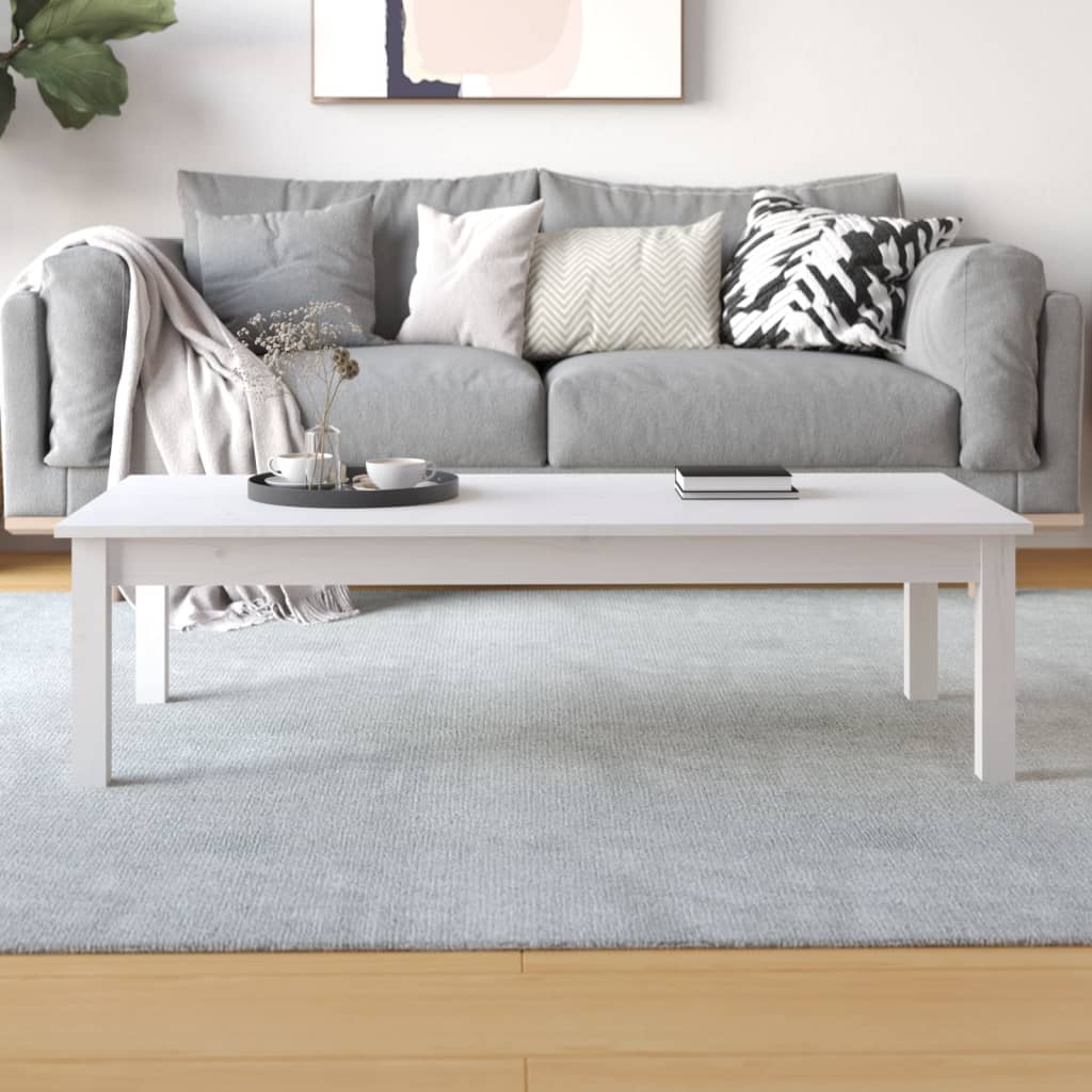 vidaXL Coffee Table White 110x50x30 cm Solid Wood Pine