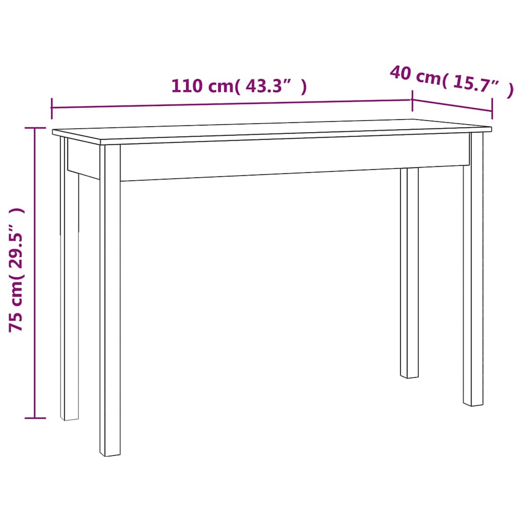 814239 vidaXL Console Table 110x40x75 cm Solid Wood Pine