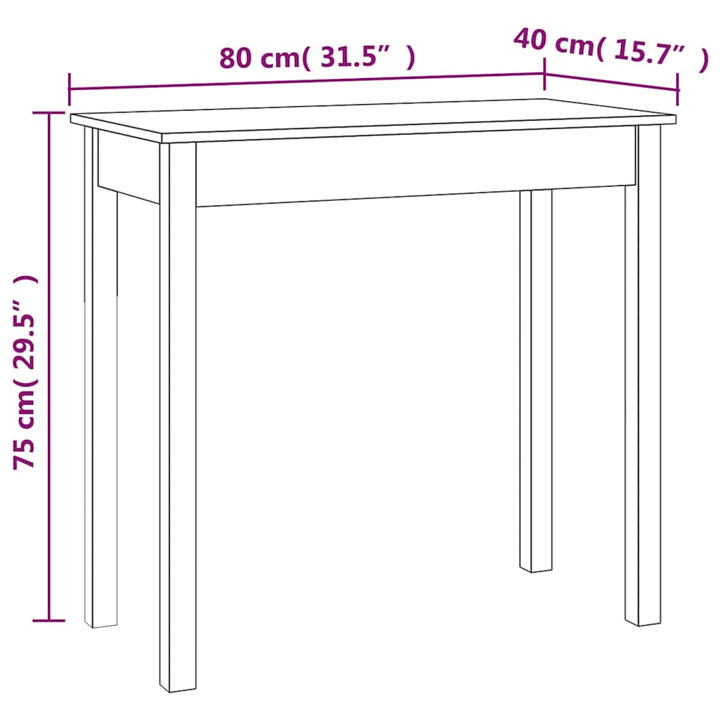 814245 vidaXL Console Table White 80x40x75 cm Solid Wood Pine
