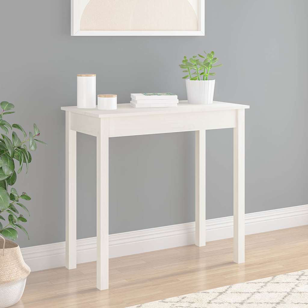 814245 vidaXL Console Table White 80x40x75 cm Solid Wood Pine