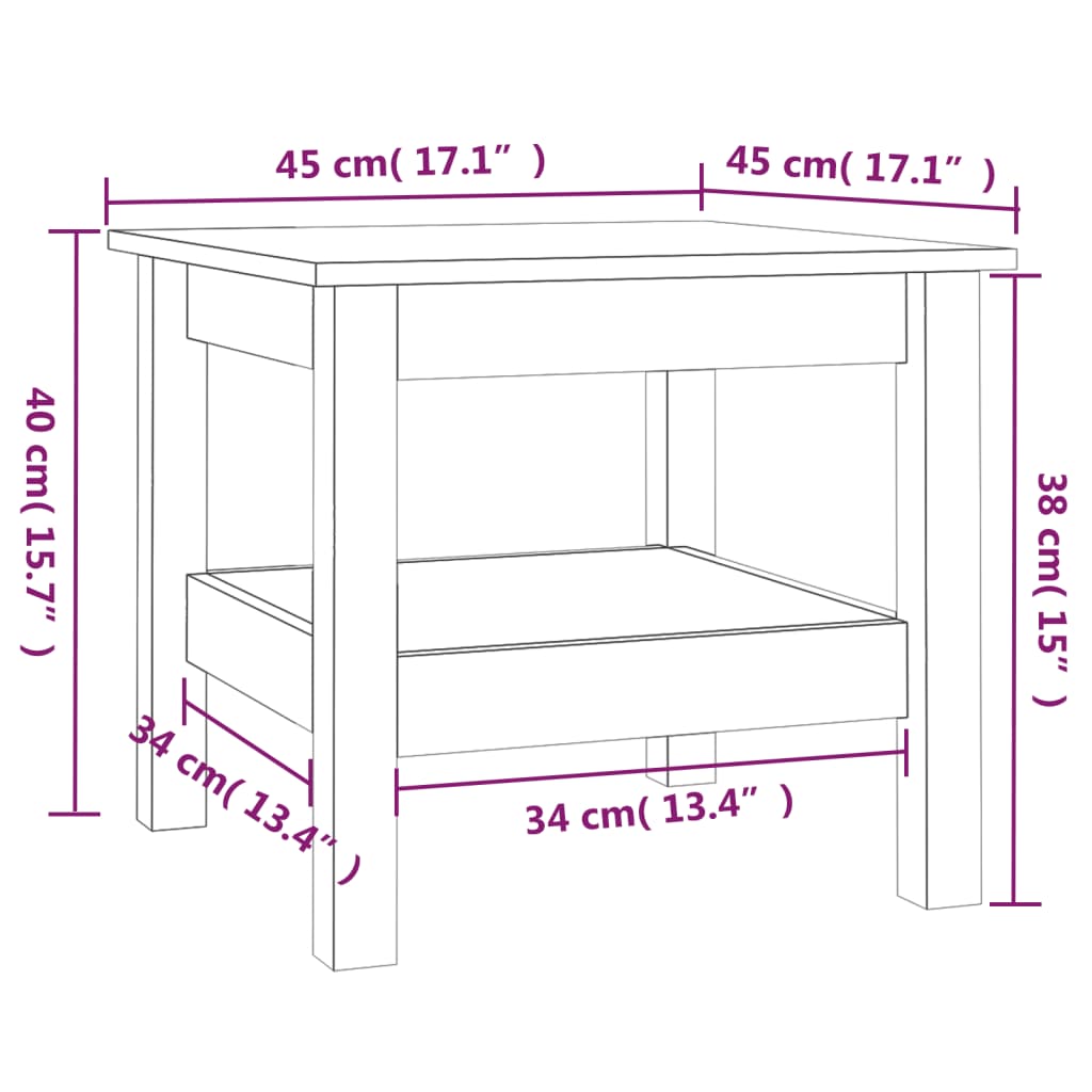 vidaXL Coffee Table 45x45x40 cm Solid Wood Pine