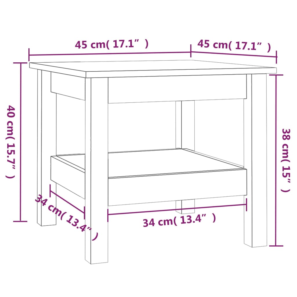 vidaXL Coffee Table White 45x45x40 cm Solid Wood Pine