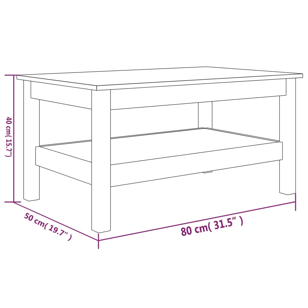 vidaXL Coffee Table White 80x50x40 cm Solid Wood Pine