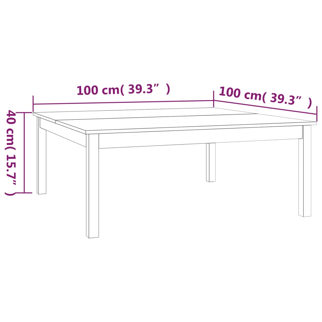 vidaXL Coffee Table Honey Brown 100x100x40 cm Solid Wood Pine