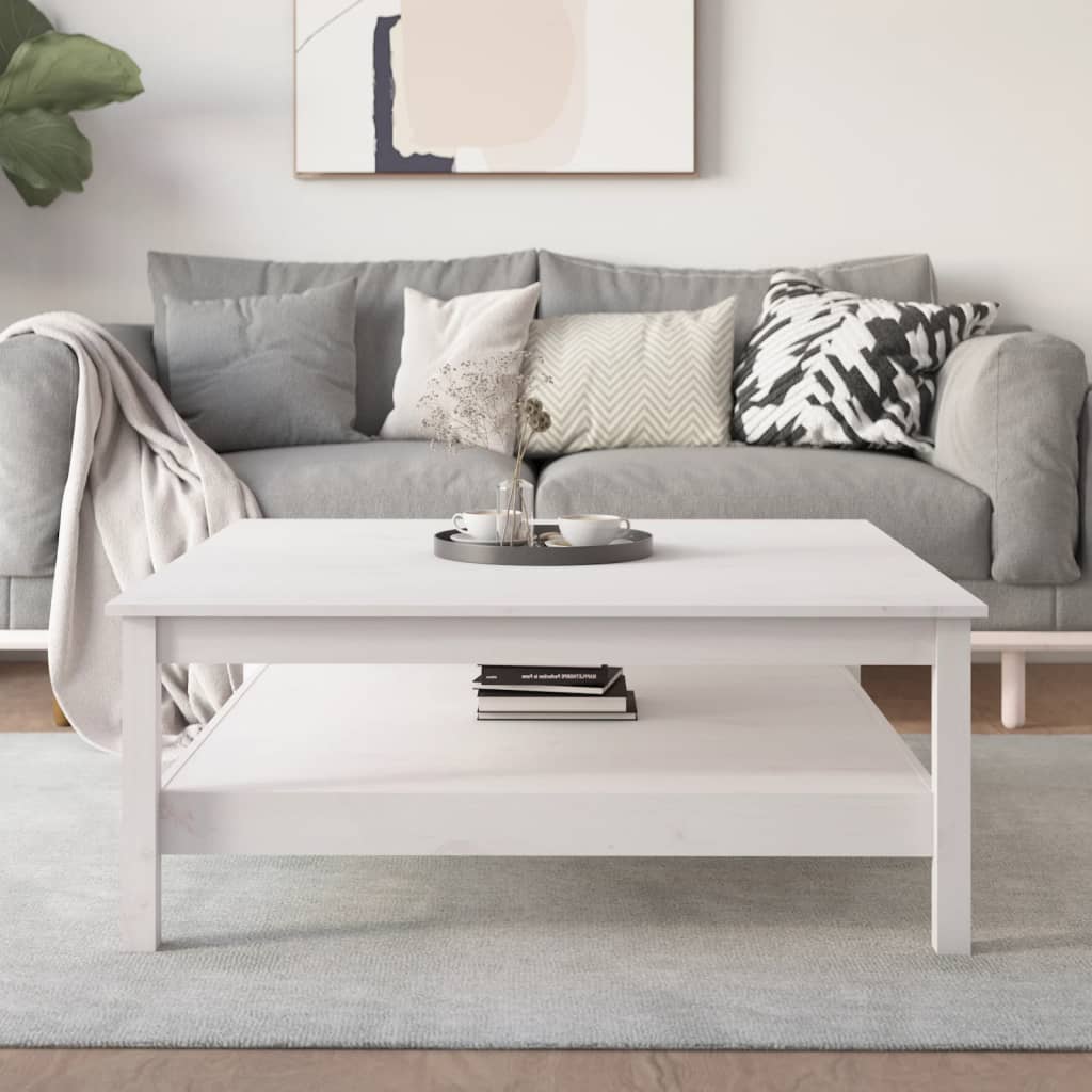 vidaXL Coffee Table White 100x100x40 cm Solid Wood Pine