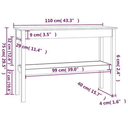 vidaXL Console Table White 110x40x75 cm Solid Wood Pine