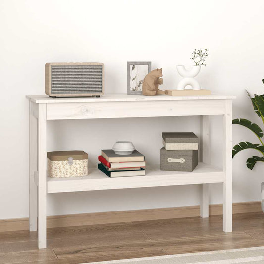 vidaXL Console Table White 110x40x75 cm Solid Wood Pine