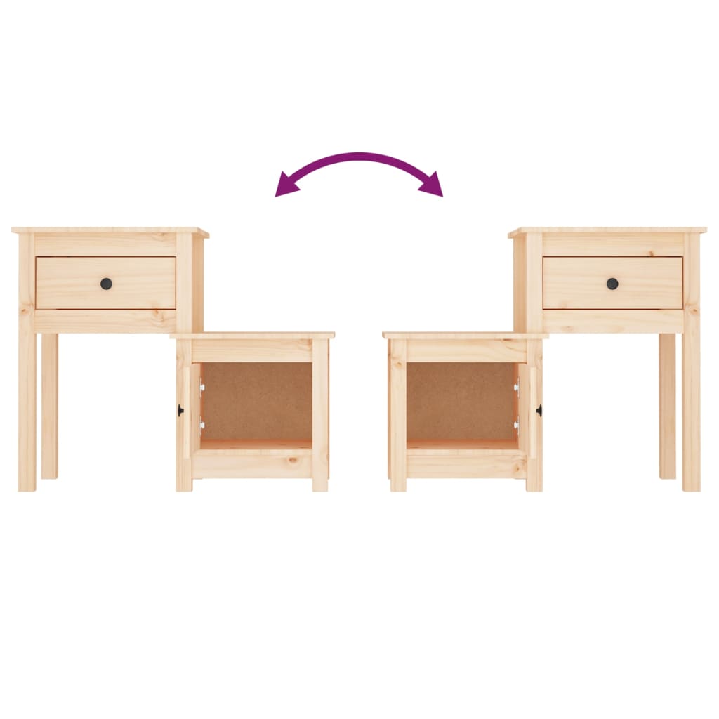 vidaXL Bedside Cabinet 79.5x38x65.5 cm Solid Wood Pine