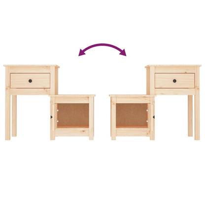 vidaXL Bedside Cabinet 2 pcs 79.5x38x65.5 cm Solid Wood Pine
