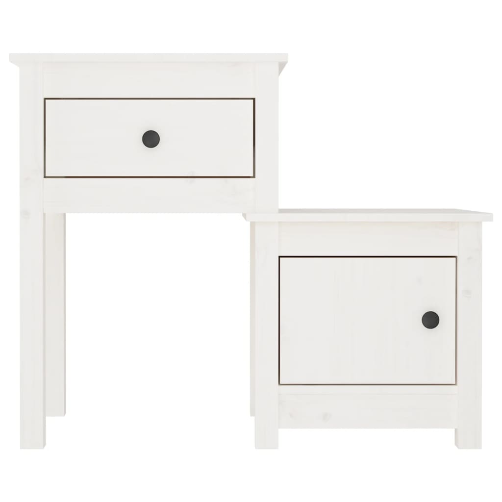 vidaXL Bedside Cabinet White 79.5x38x65.5 cm Solid Wood Pine