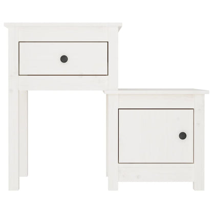 vidaXL Bedside Cabinet White 79.5x38x65.5 cm Solid Wood Pine