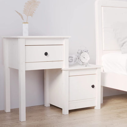 vidaXL Bedside Cabinet White 79.5x38x65.5 cm Solid Wood Pine