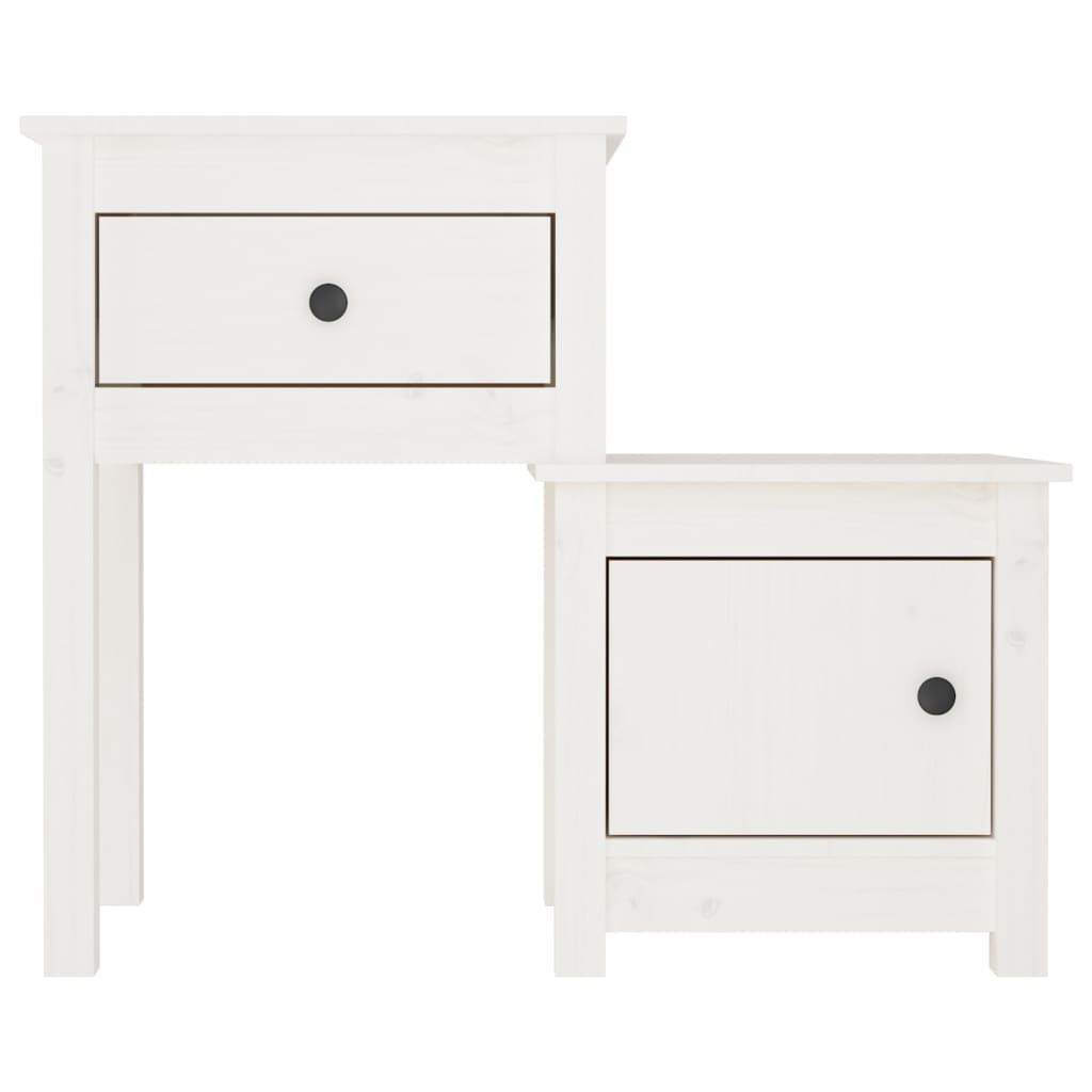 vidaXL Bedside Cabinet 2 pcs White 79.5x38x65.5 cm Solid Wood Pine