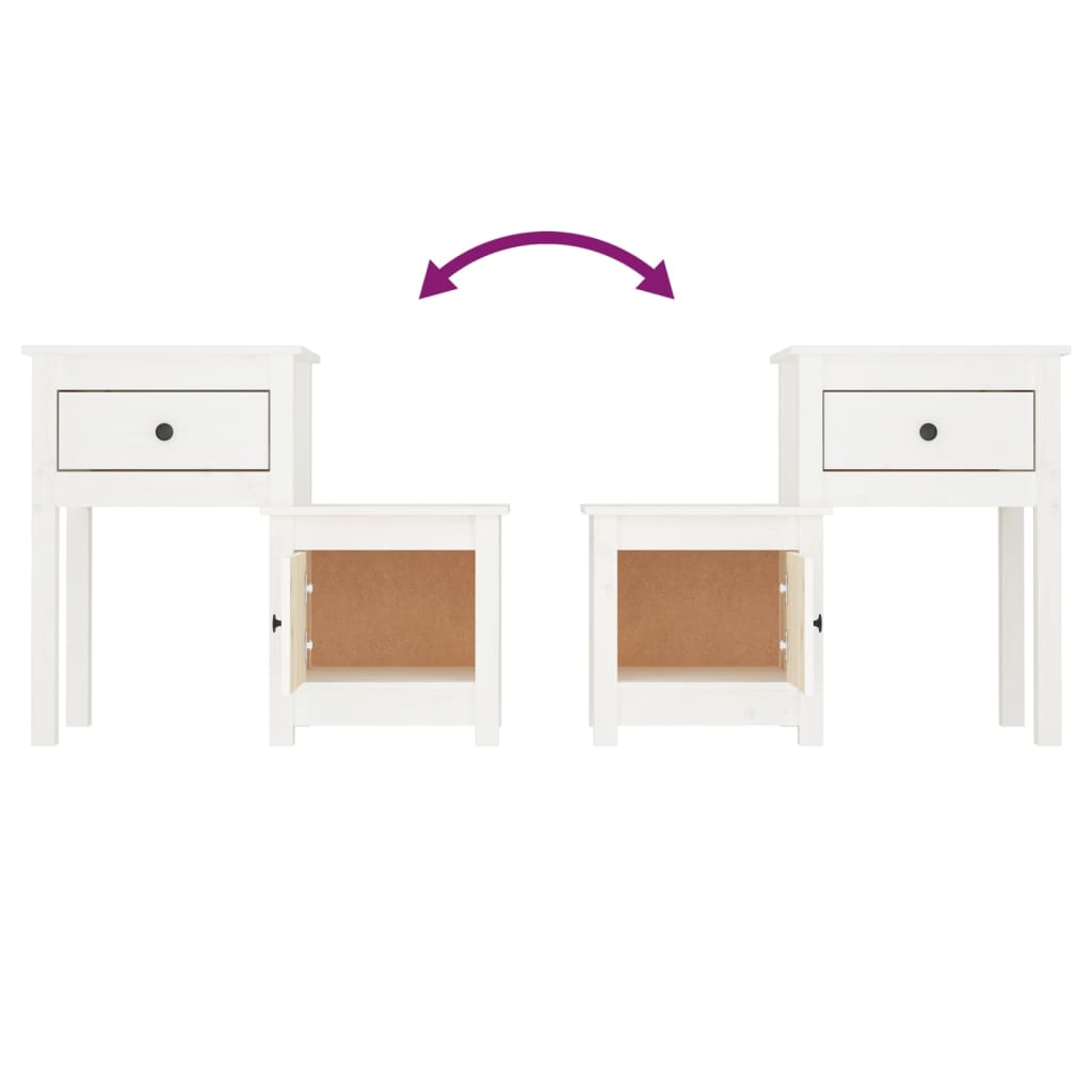 vidaXL Bedside Cabinet 2 pcs White 79.5x38x65.5 cm Solid Wood Pine