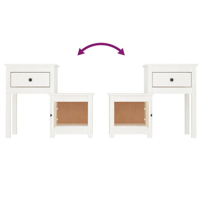 vidaXL Bedside Cabinet 2 pcs White 79.5x38x65.5 cm Solid Wood Pine