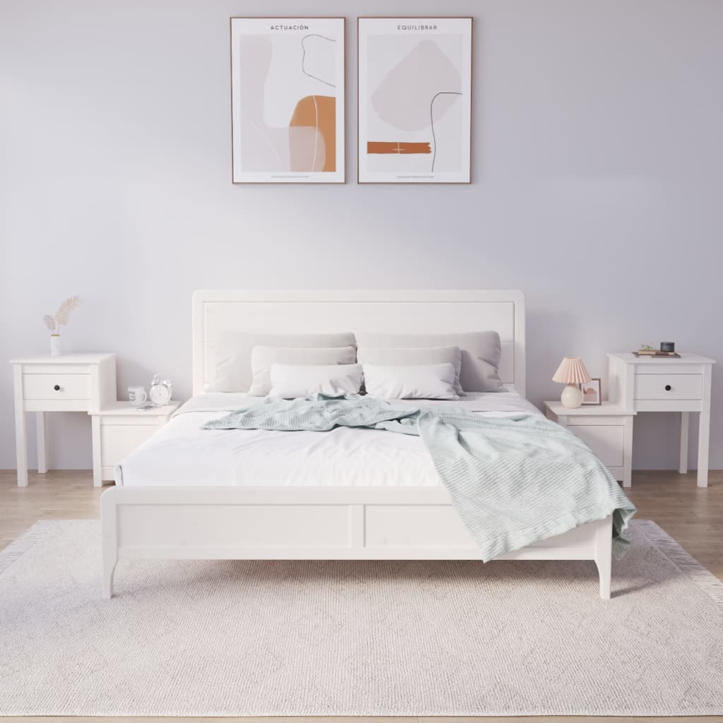 vidaXL Bedside Cabinet 2 pcs White 79.5x38x65.5 cm Solid Wood Pine