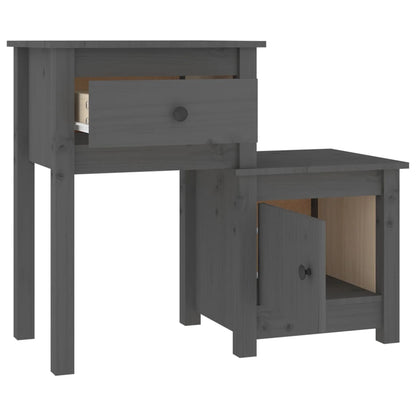 vidaXL Bedside Cabinet Grey 79.5x38x65.5 cm Solid Wood Pine