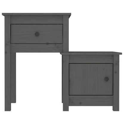 vidaXL Bedside Cabinet 2 pcs Grey 79.5x38x65.5 cm Solid Wood Pine