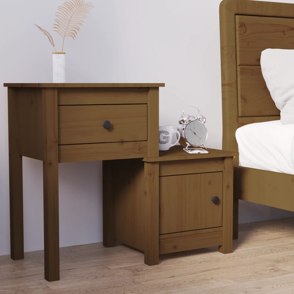 vidaXL Bedside Cabinet Honey Brown 79.5x38x65.5 cm Solid Wood Pine