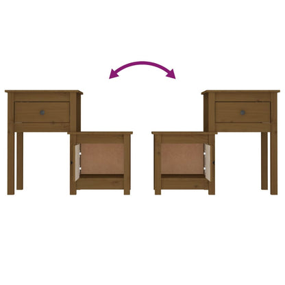 vidaXL Bedside Cabinet 2pcs Honey Brown 79.5x38x65.5cm Solid Wood Pine