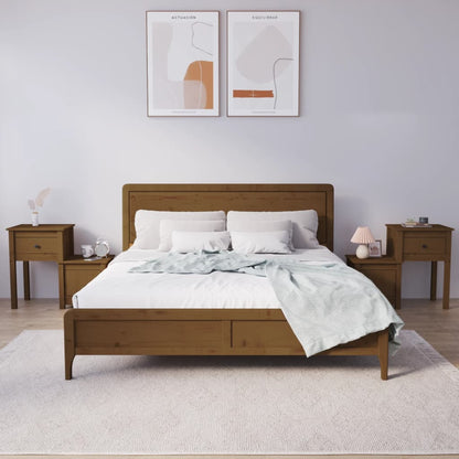 vidaXL Bedside Cabinet 2pcs Honey Brown 79.5x38x65.5cm Solid Wood Pine