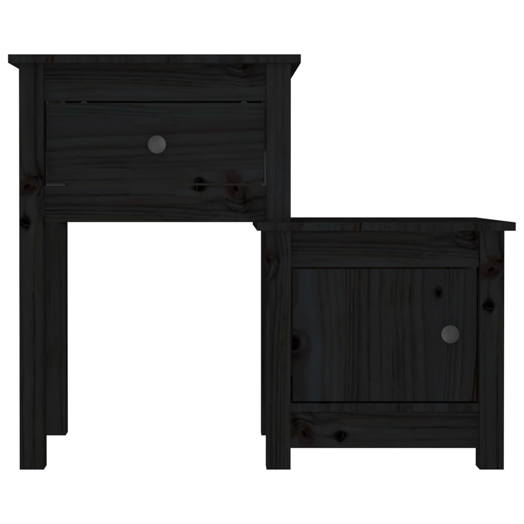 vidaXL Bedside Cabinet 2 pcs Black 79.5x38x65.5 cm Solid Wood Pine