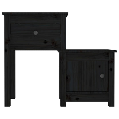 vidaXL Bedside Cabinet 2 pcs Black 79.5x38x65.5 cm Solid Wood Pine