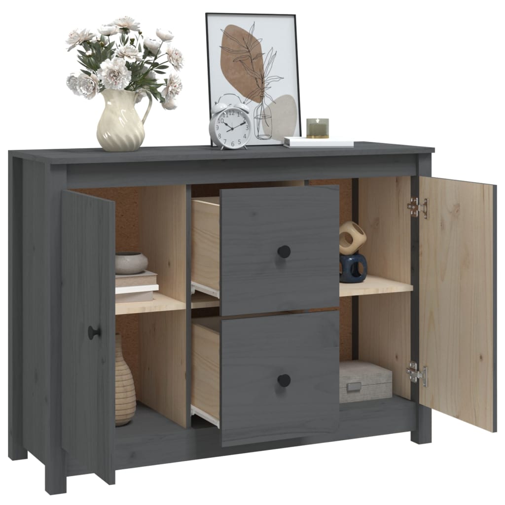 vidaXL Sideboard Grey 100x35x74 cm Solid Wood Pine