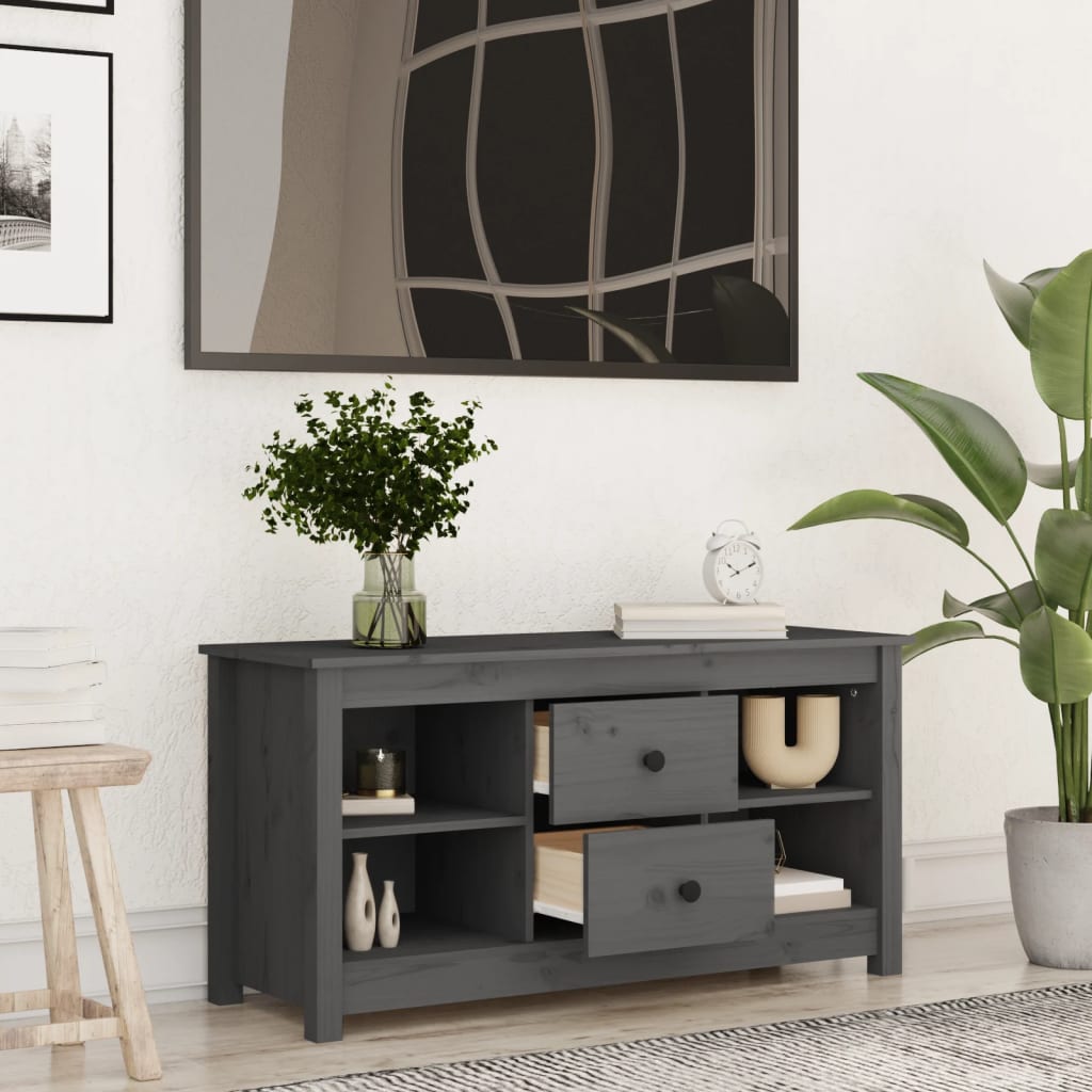 vidaXL TV Cabinet Grey 103x36.5x52 cm Solid Wood Pine